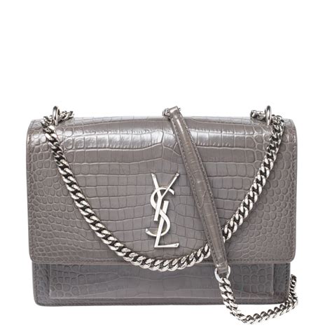 ysl sunset bag gold hardware|YSL sunset bag croc grey.